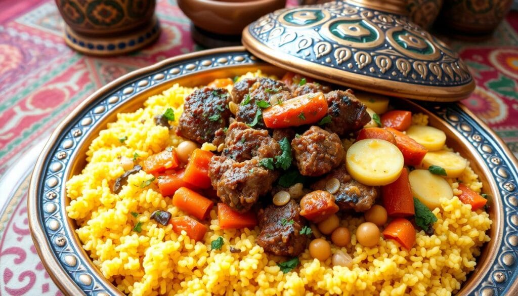 maroccan couscous with meat and vegetables maroccan couscous with meat and vegetables
